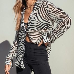Zebra print button up
